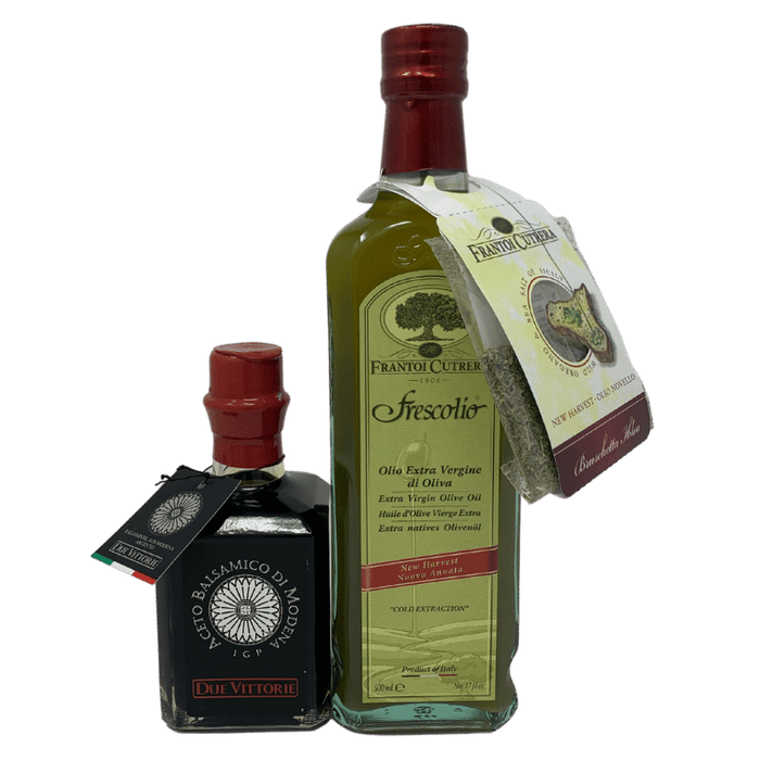 Paket "Sie&Er" 1 Fl. Aceto Balsamico di Modena IGP 250ml Due Vittorie, Modena + 1 Fl.Frescolio 2023 0,5 l Olivenöl extra vergine Frantoi Cutrera, Sizilien