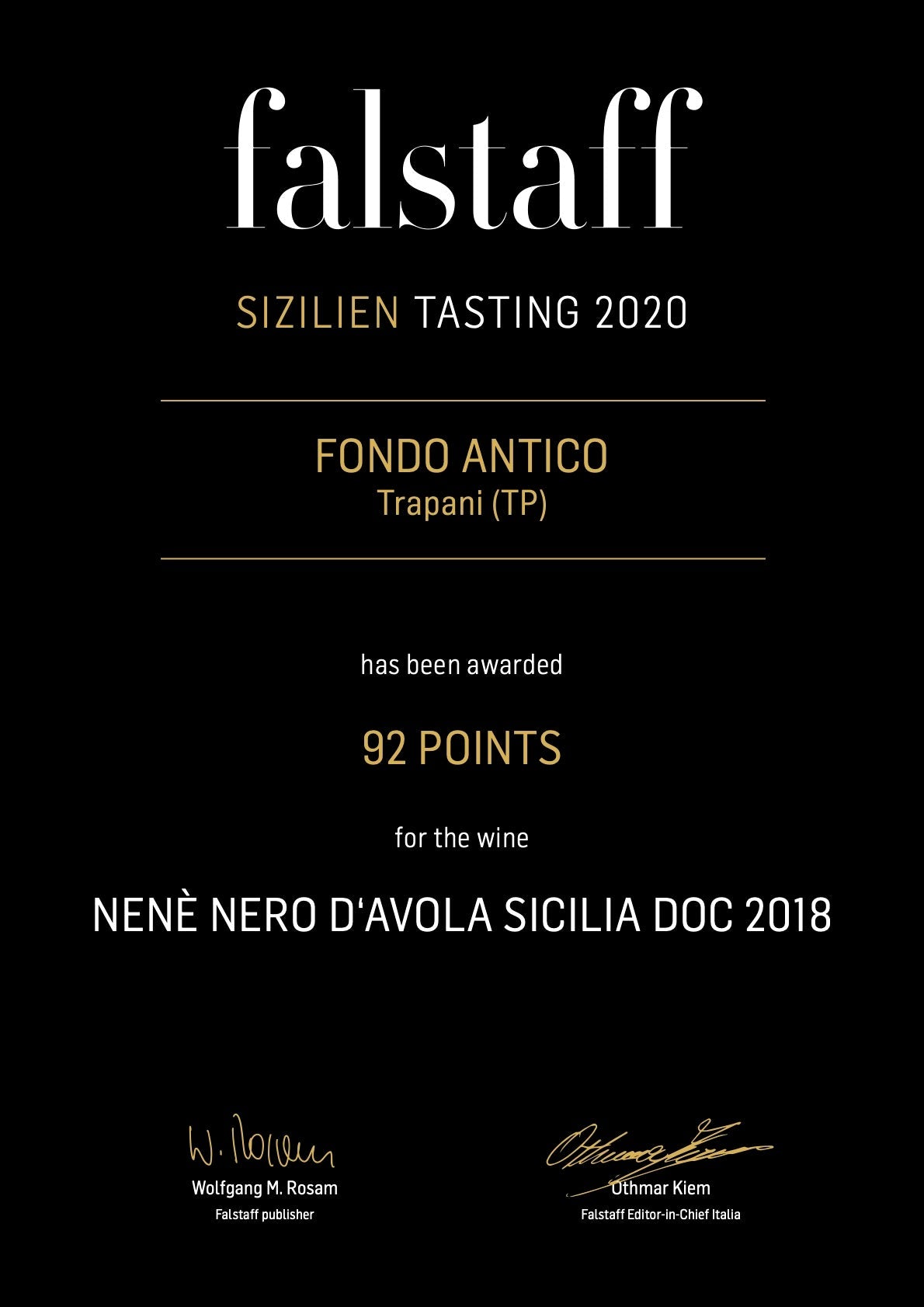 Nero d’Avola "NENE" 2022 SICILIA D.o.c. Fondo Antico Sizilien